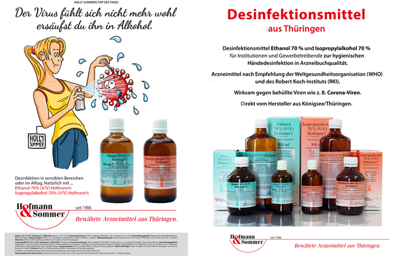 Flyer zu Desinfektionsmitteln für staatliche Einrichtugnen, Institutionen und Gewerbe