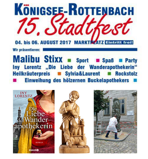 Plakat zum 15. Stadtfest von Königsee-Rottenbach mit den Höhepunkten der Veranstaltung.